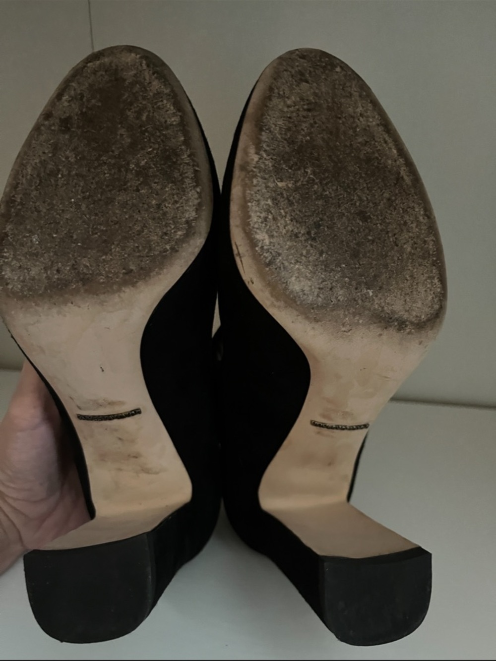 Dolce & Gabbana Black Suede Mary Jane Pumps with Gold Button 5.5 - Picture 7 of 16